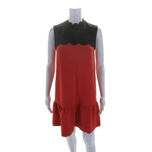 Victoria Beckham For Target Womens Sleeveless Scalloped Shift Dress Orange Small